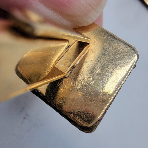 Vintage MCM Colorful Resin Gold Tone Cuff Links Cufflinks Cuff Links Marked - Picture 3 of 5